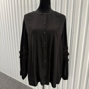 Chico’s Women’s Black Long Sleeve Beaded Blouse Size 3